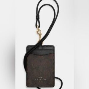 Coach Black and Brown ID Lanyard Card Holder NWOT UNISEX